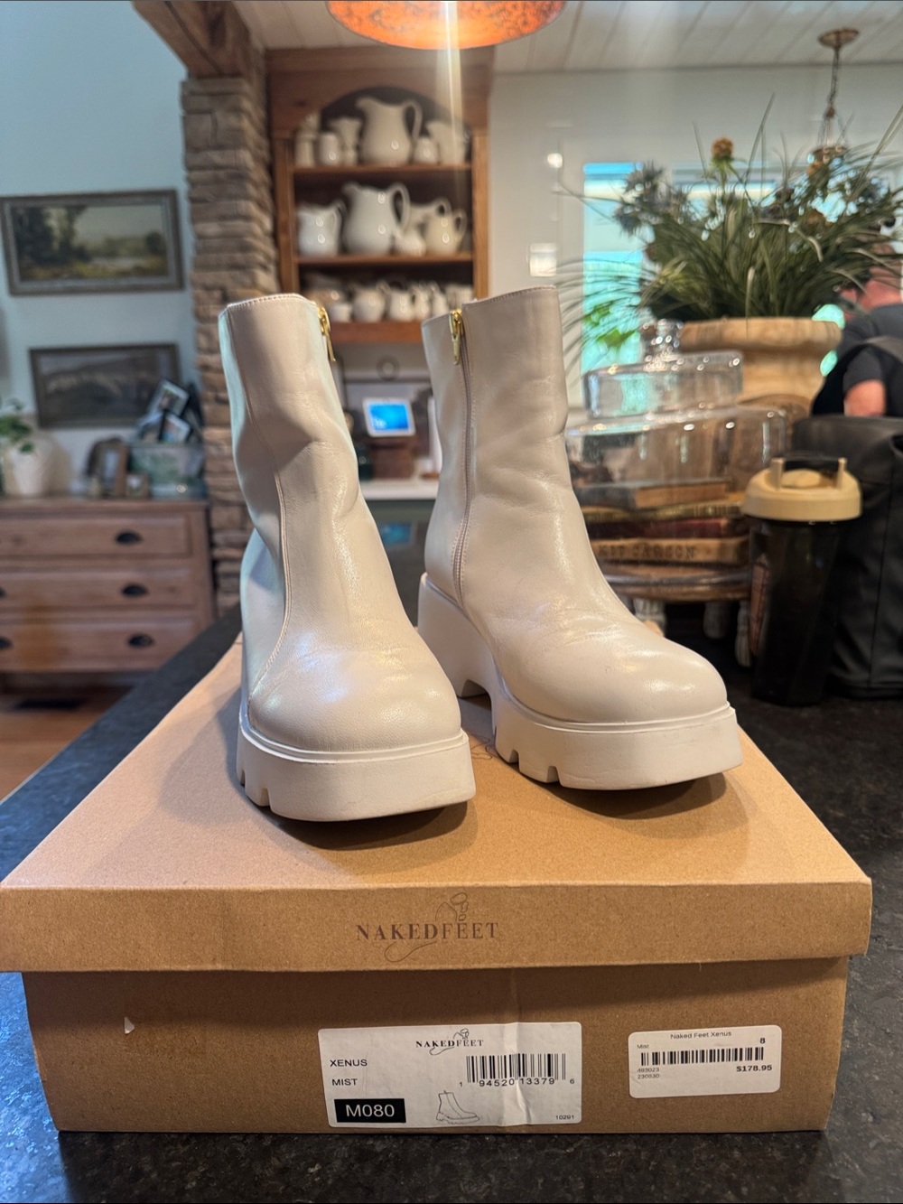 Naked Feet, Xenus color Mist Platform Ankle Boots with Side Zip